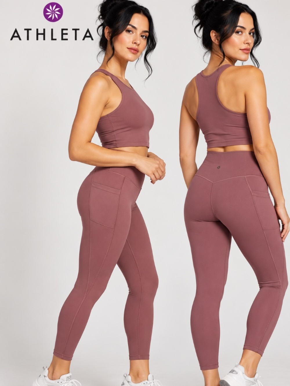 Athleta Salutation Stash High Rise 7/8 Legging Muave/ Rose-Pink